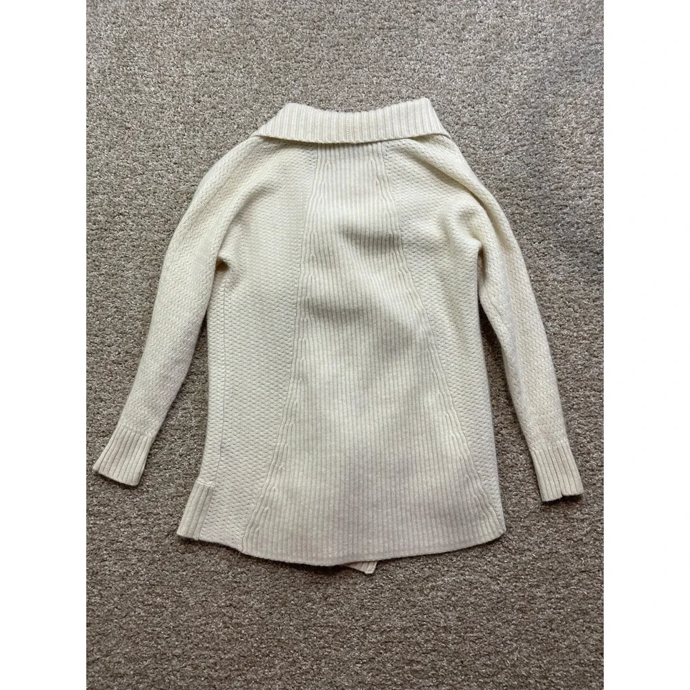 Neiman Marcus Cashmere Open Front Cardigan Sweater XS White Loose Knit - Picture 4 of 5